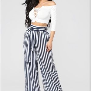 Wide leg high waisted pants